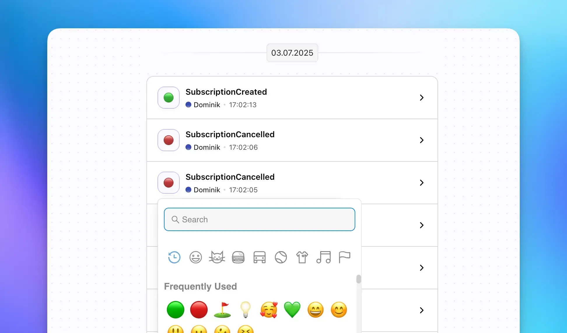Screenshot of the custom event icon