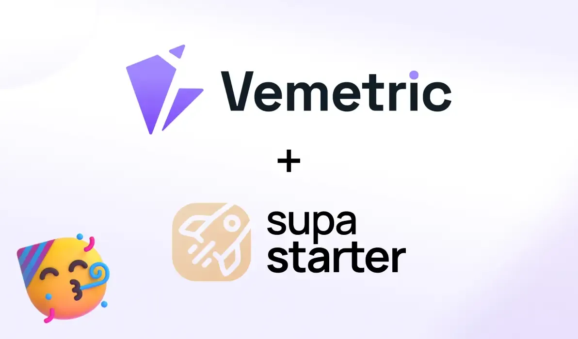 Banner showing the Vemetric and supastarter logos