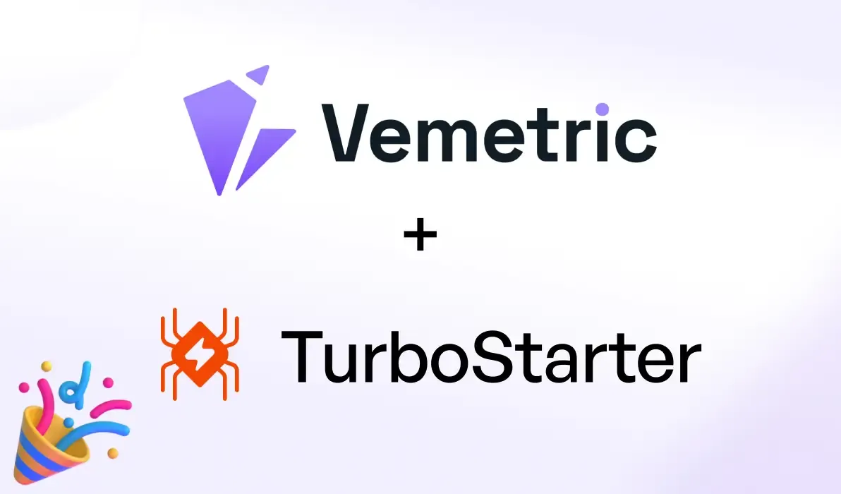 Banner showing the Vemetric and TurboStarter logos